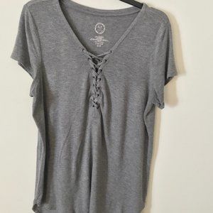Maurices Gray Tie Up Shirt Size L
